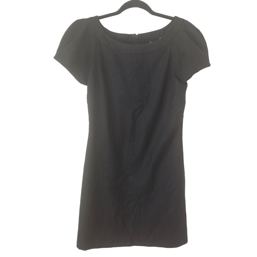 Graham & Spencer Wool Silk Black Sheeth Shift Knee Length Dress Women's S